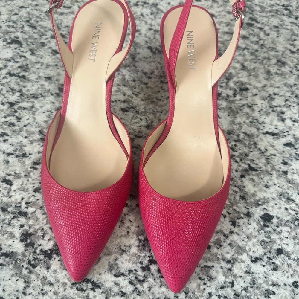 Kitten heel pink slingbacks